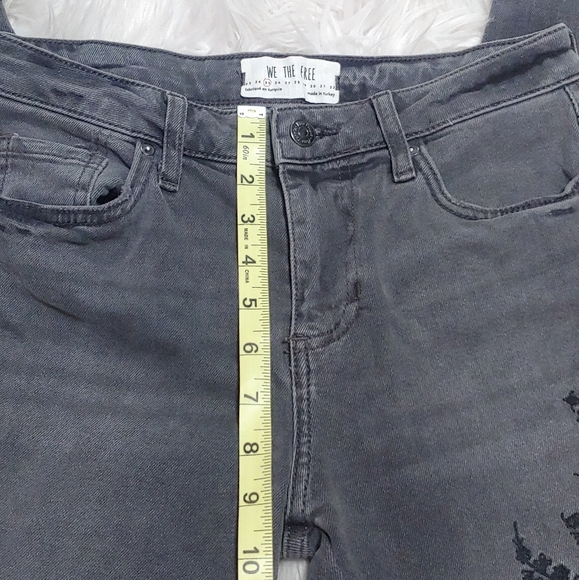 Free People Grey Embroidered Girlfriend Jeans - Picture 4 of 11